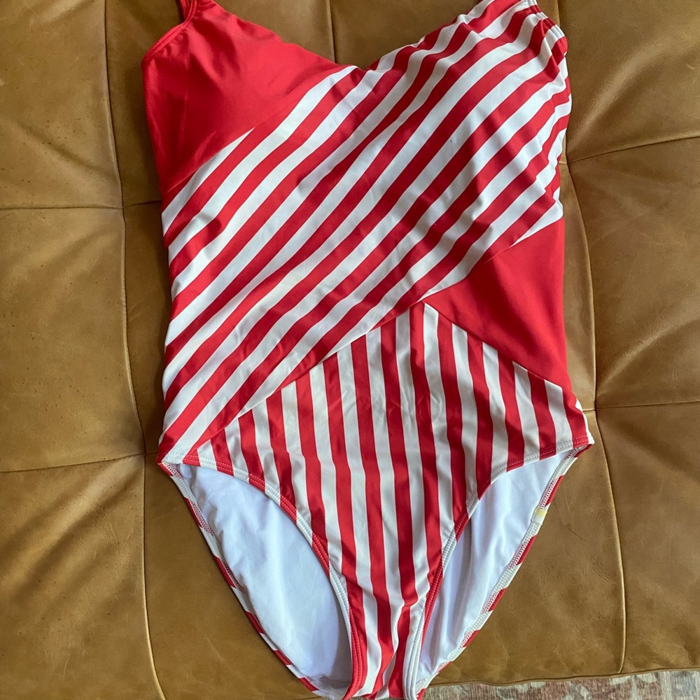 Red and white striped sumersalt swimsuit